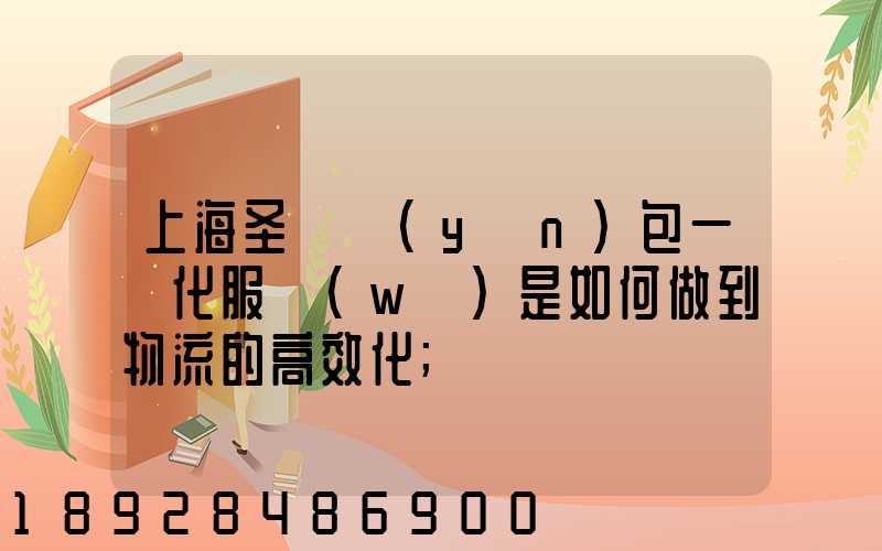 上海圣華運(yùn)包一體化服務(wù)是如何做到物流的高效化