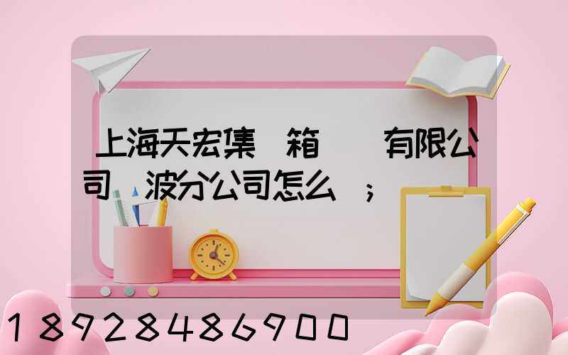 上海天宏集裝箱儲運有限公司寧波分公司怎么樣