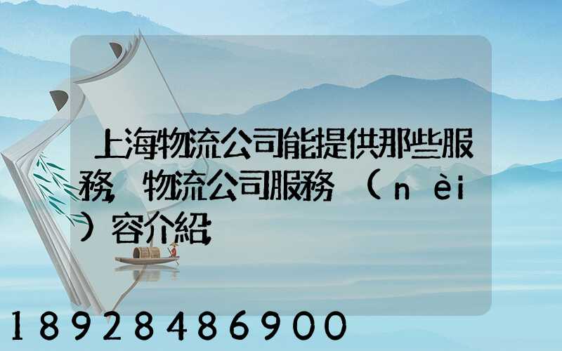 上海物流公司能提供那些服務,物流公司服務內(nèi)容介紹