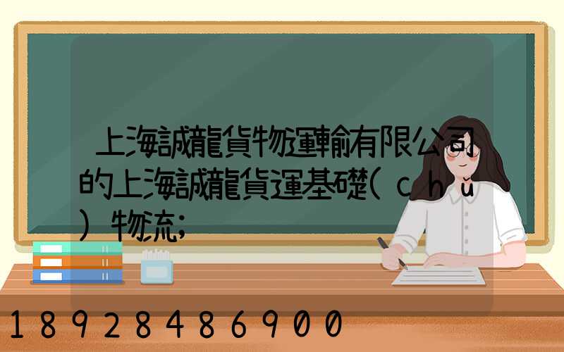 上海誠龍貨物運輸有限公司的上海誠龍貨運基礎(chǔ)物流