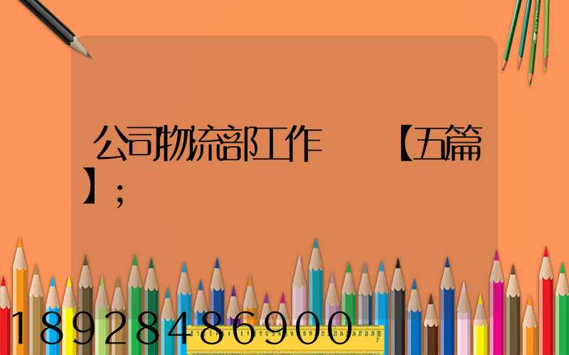 公司物流部工作計劃【五篇】