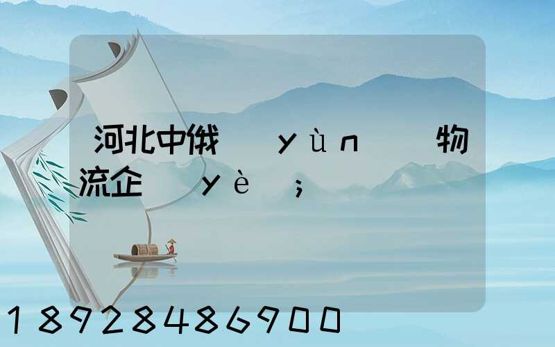 河北中俄運(yùn)輸物流企業(yè)