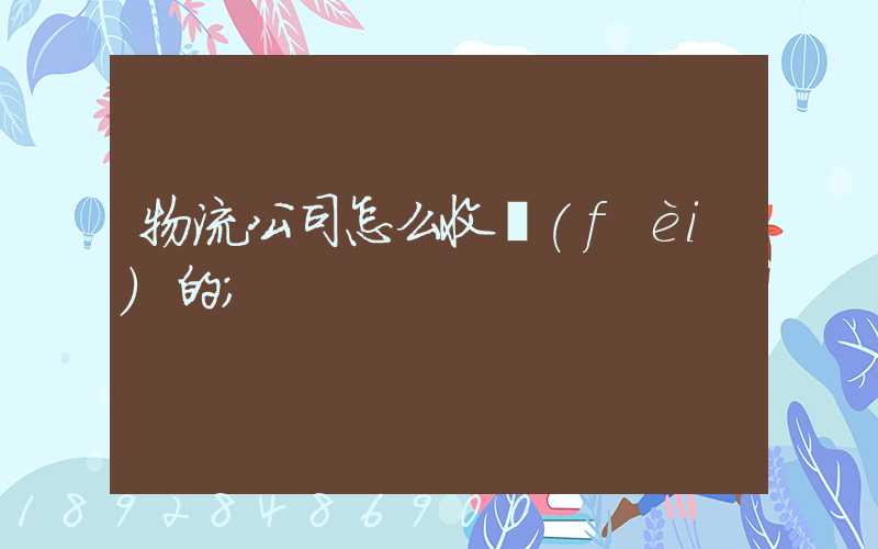 物流公司怎么收費(fèi)的