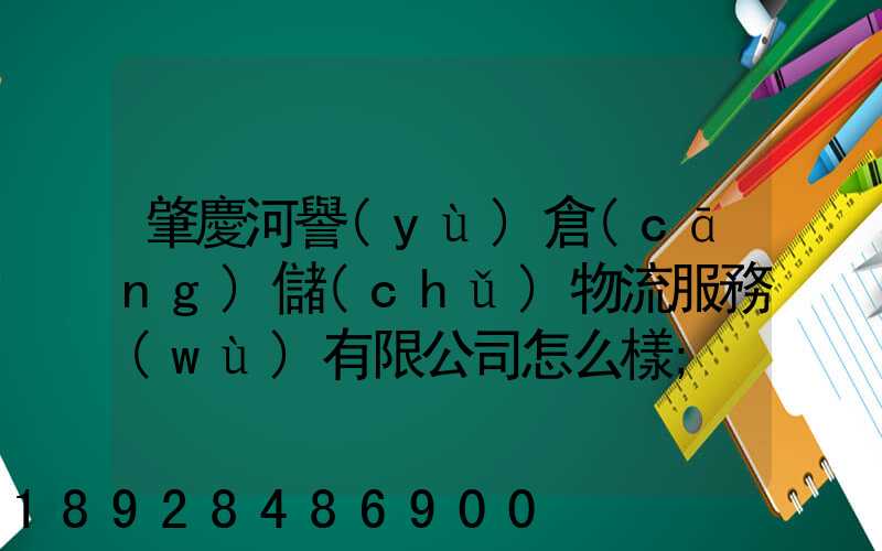 肇慶河譽(yù)倉(cāng)儲(chǔ)物流服務(wù)有限公司怎么樣